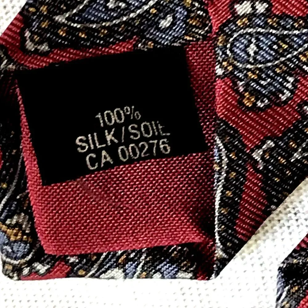 Chaps Ralph Lauren Vintage Tie Paisley Red Purple Silk Academia Old Money Preppy